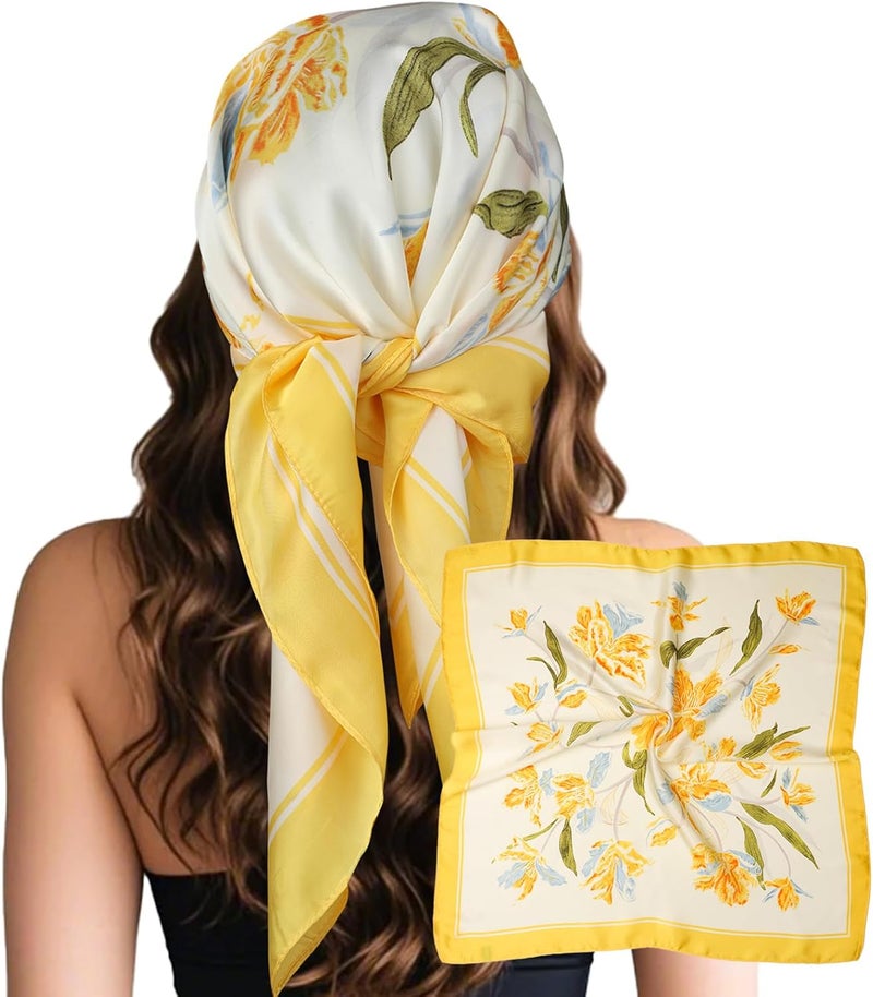 Sumolux Head Hair Scarf for Women Like Satin Silk Scarf Bandana Hair Wrapping Night Large Square Scarves 27.5" - Image 1